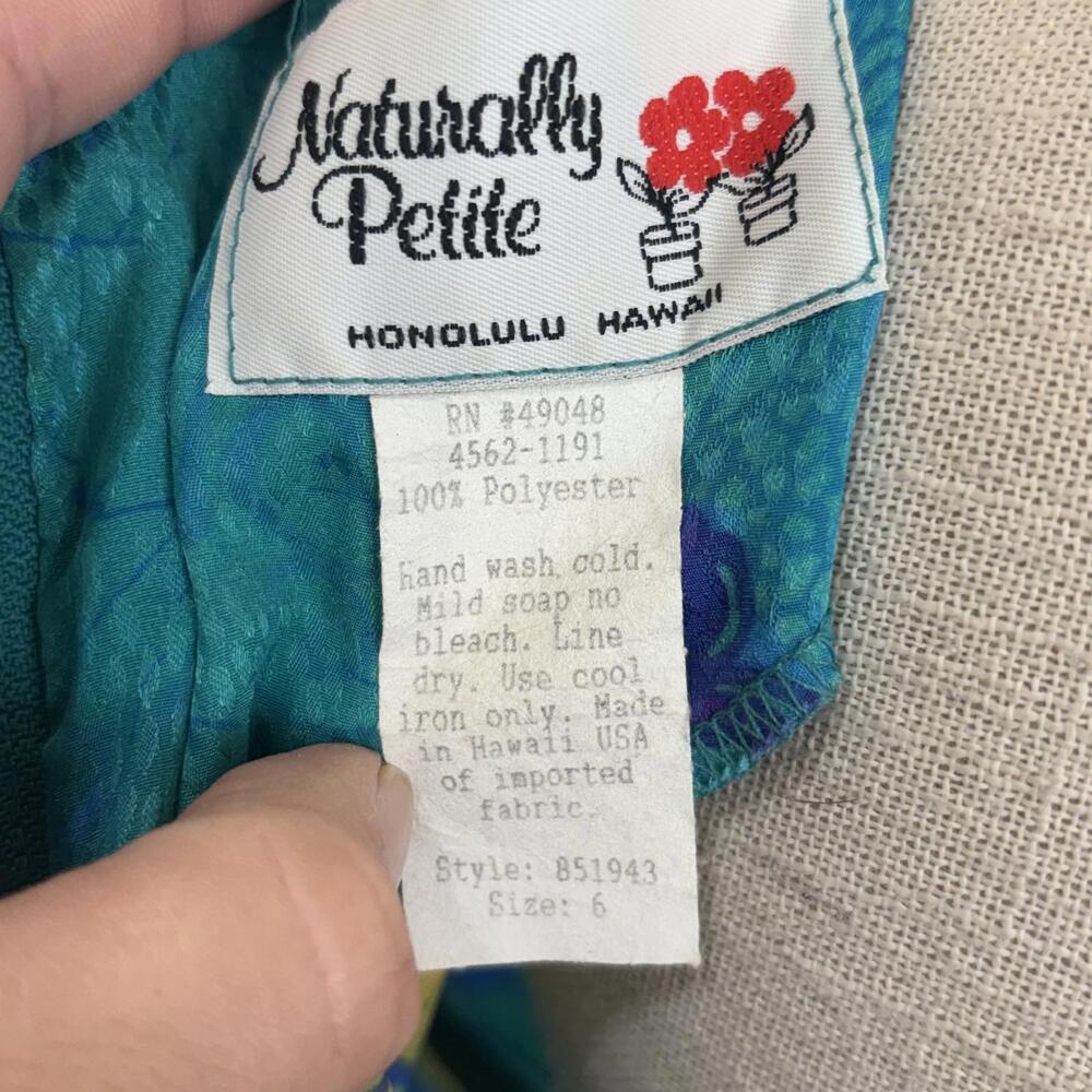 Vtg 80s Hawaiian print midi dress sz 6 - Picture 6 of 6
